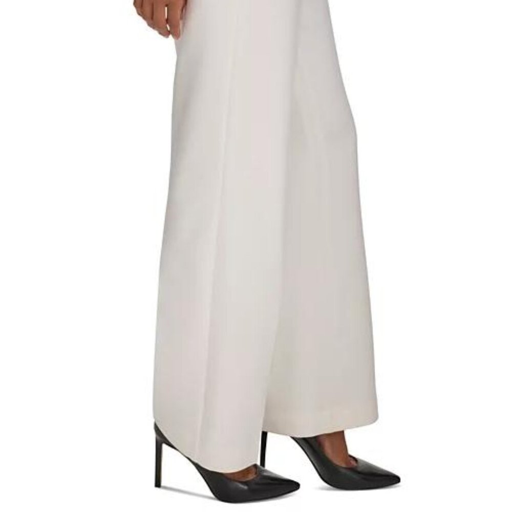 Karl Lagerfeld White Mid‑Rise Wide‑Leg Pull‑On Pants NWT Sz 4 - Picture 2 of 6